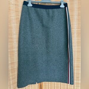 Thom Browne Gray wool cashmere Pencil Skirt w Tricolor Stripe knit 44 / 30”waist